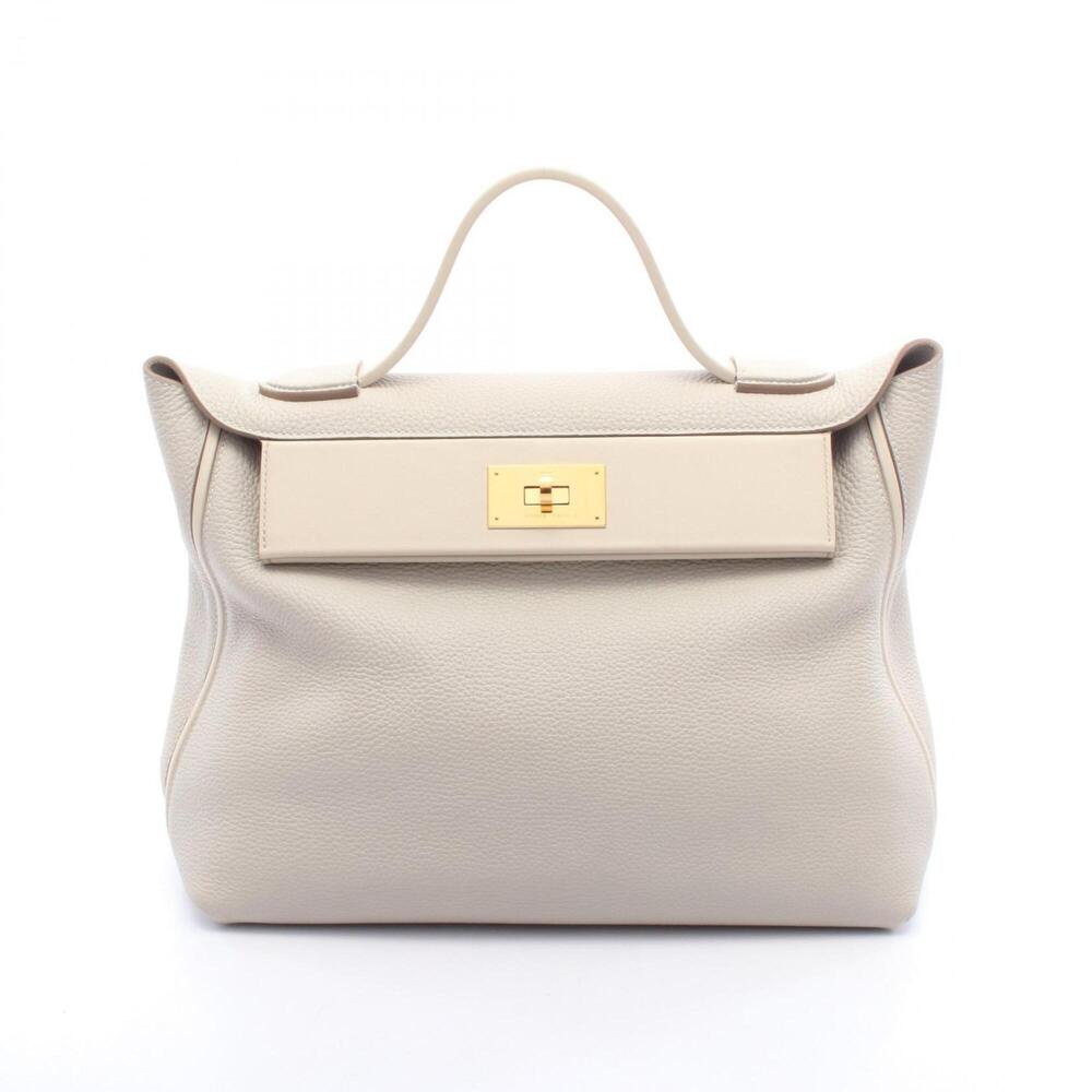 Hermes 24 Vanquatre 35 Pearl Grey Craie Handbag Togo Leather (Veau Swift) Wom...